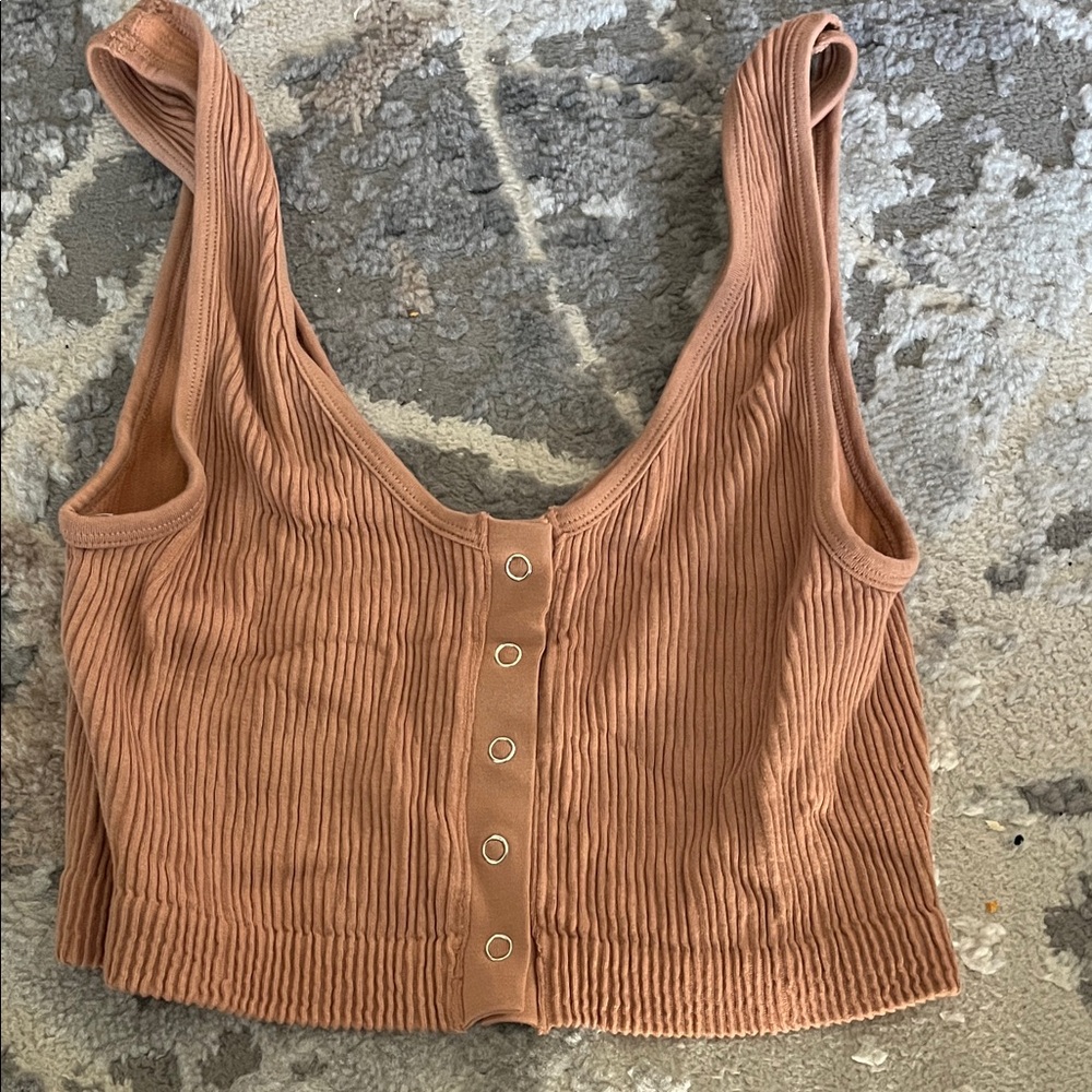 Aerie Ribbed Brown Tank Top